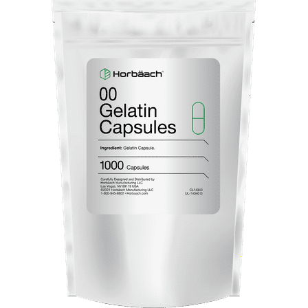 Clear Empty Capsules Size 00  | 1000 Gelatin Capsules | Resealable Bag | by Horbaach