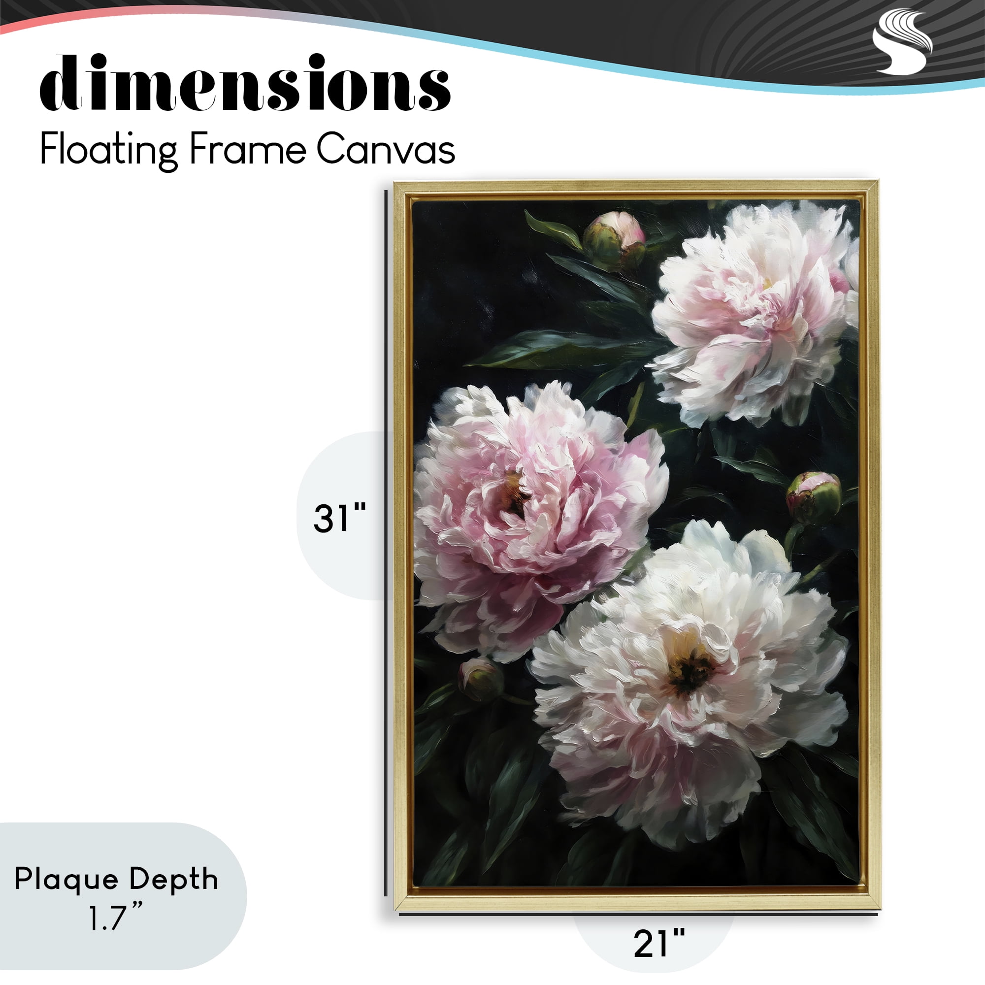 Stupell Industries Soft Pink Peony Garden Gold Framed Floater Canvas Wall Art, design by Petal Prints Design