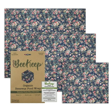 Biodegradable Food Packaging - Premium Beeswax Wrap | Reusable Food Storage Wraps | Organic, Sustainable, Biodegradable | Assorted 3-Pack | Eco Friendly Plastic Free | 100% Handmade | Reusable Snack Bags | Zero Waste Meal Prep