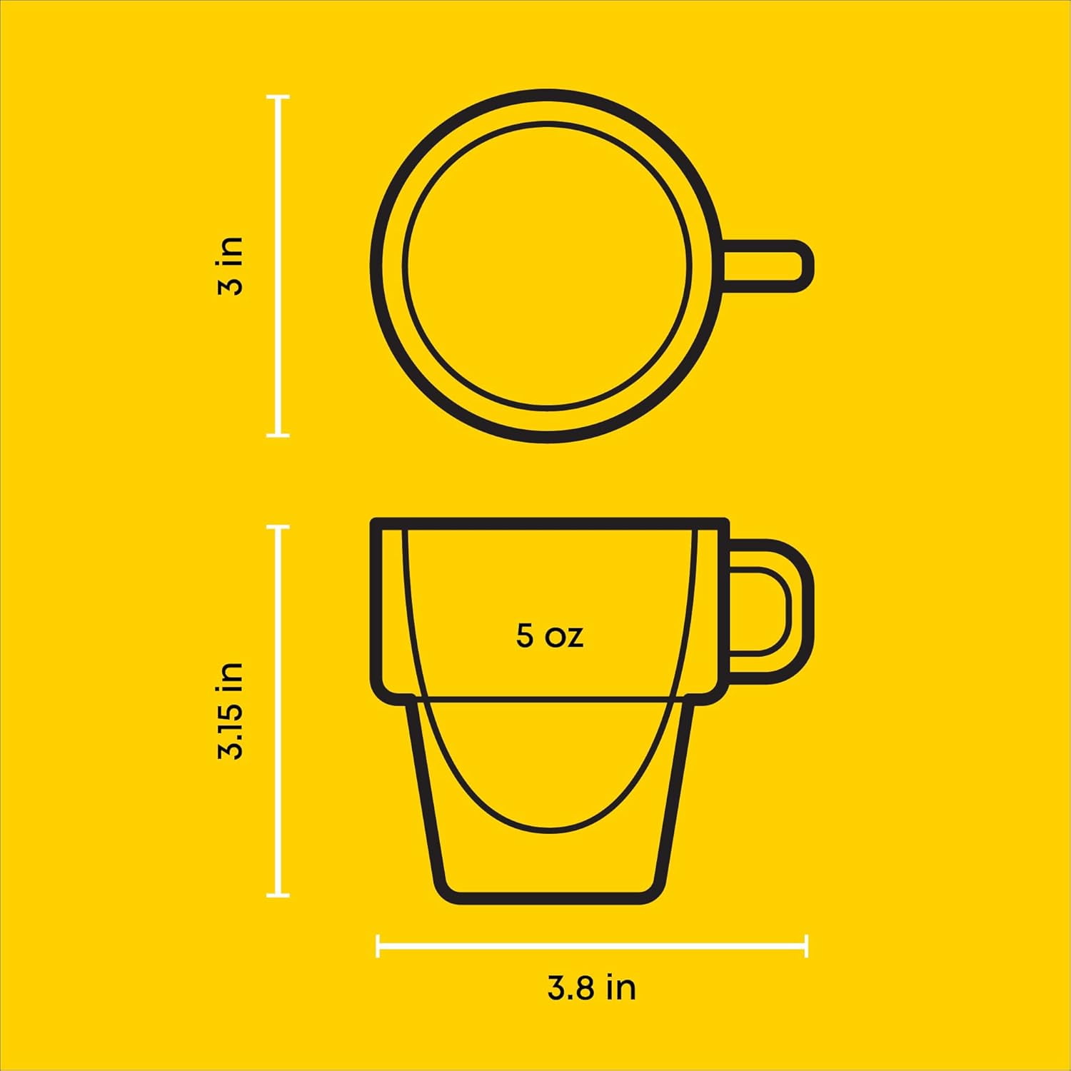 Stoiva Double Wall Insulated Espresso Glass Cups – 5 oz. (150 ml) Shot Cup with Handle – Stackable Thermal Clear Glass Cups, Fit for Espresso Machine and Coffee Maker – Set of 4
