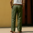 thumbnail image 4 of Garbnen Linen Pants Mens Straight Leg Elastic Waist Baggy Trouser for Men Spring Summer Beach Mens' Lounge Pants with Pockets, 4 of 4