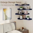 thumbnail image 5 of 4 Tier Floating Shelves - Navy Blue Set of 4, Rustic Pine Wooden L Shaped Corner Wall Shelf for Wall Decor Storage, Bedroom, Living Room, Bathroom, Kitchen, 5 of 11