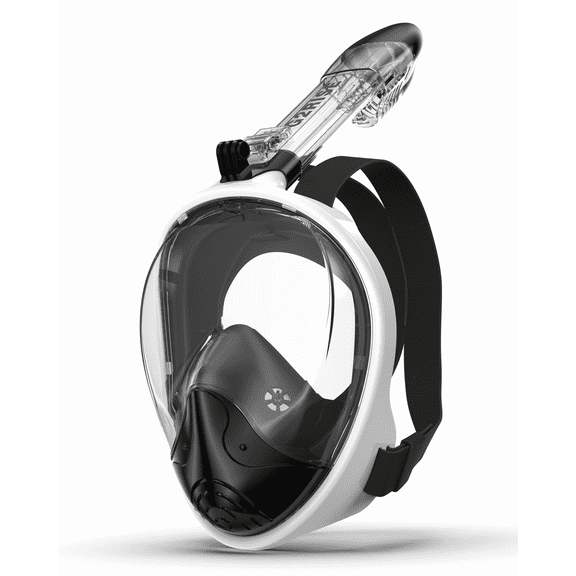 G2RISE Full Face Snorkel Mask Adults Snorkeling Set Gear with Detachable Camera Mount Swimming (Black White,s/m)