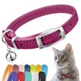 thumbnail image 1 of Collar para gato de cuero con cierre de seguridad y campana de 30 cm, 1 of 6