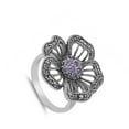 thumbnail image 4 of Simulated Amethyst Flower Rope Cluster Ring .925 Sterling Silver Band Purple CZ Female Size 8, 4 of 4
