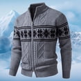 thumbnail image 2 of Sweater Tops For Men Jacquard Knit Stand Collar Textured Pattern Mens Fall And Winter Clothing,Grey,L, 2 of 4