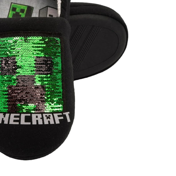 Minecraft Creeper Garçon Chausson 3D Vert Peluche Nouveauté Sport à Enfiler  pour