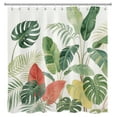 thumbnail image 3 of HVEST Boho Tropical Leaf Shower Curtain with Green Palm Leaf Plant Design - Nature Jungle Botanical Bathroom Decor, Waterproof Polyester Fabric, Includes 12 Hooks, 72x78 Inches, 3 of 7