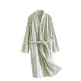 thumbnail image 4 of ManxiVoo Women's Long Thermal Robe for Winter Home Wear Soft Plush Fabric Striped Design Cozy Bathrobe for Indoor Lounge Comfort L Size Green, 4 of 4
