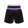 thumbnail image 4 of Nyeemya Boys Metallic Kickboxing Trunks Side Split Satin Boxing Shorts for Combat Fighting Training Light Purple&Gold 6, 4 of 4