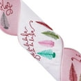 thumbnail image 2 of Vickerman 4" x 10 Yards "White Fa La La" Tree Wired Edge Christmas Ribbon., 2 of 4