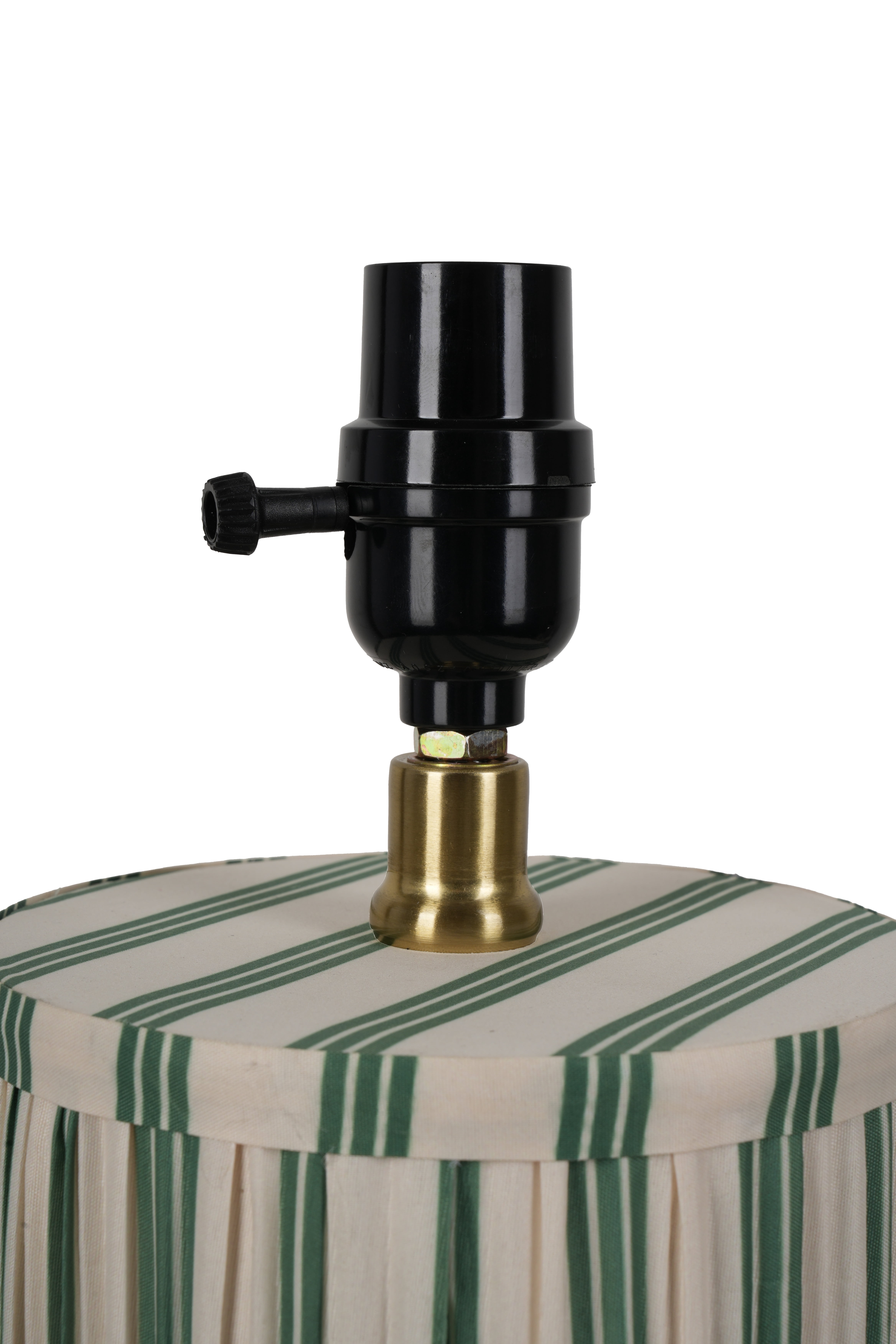 Beautiful 19 in Cabana Stripe Fabric Table Lamp with Scalloped Shade, Green and Arctic White
