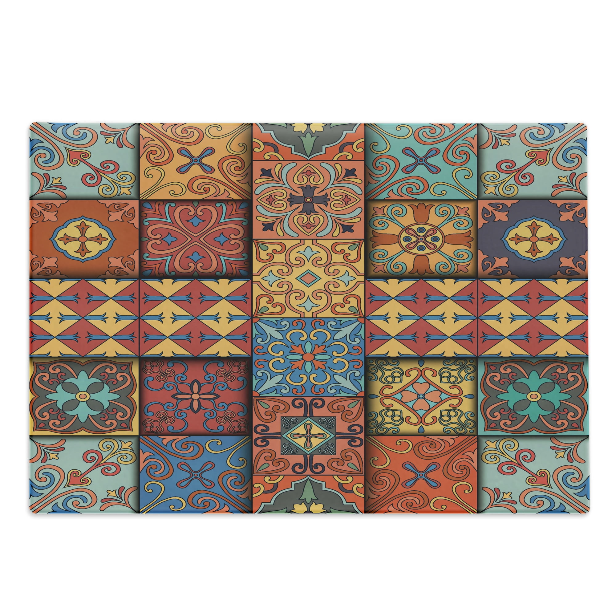 Talavera Cutting Board, Colorful Dimensional Look Tile Squares
