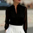 thumbnail image 2 of Satingcolo Women's Sheer Button Up Blouse Tops Dressy Business Casual Fall Mesh Long Sleeve Button Down Work Shirt Top, 2 of 6