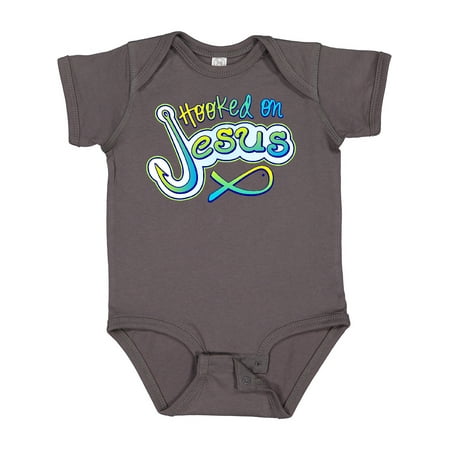 

Inktastic Hooked on Jesus Christian Gift Baby Boy or Baby Girl Bodysuit