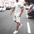 thumbnail image 2 of CONZONE Mens 2 Peice Track Suits Graphic Short Sleeve Workout Tshirt Shorts Sets Breathable Summer Tracksuits, 2 of 4
