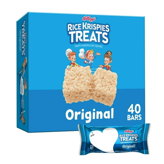 Rice Krispies Treats Original Chewy Crispy Marshmallow Squares, Ready-to-Eat, 31.2 oz, 40 Count Pack of 2