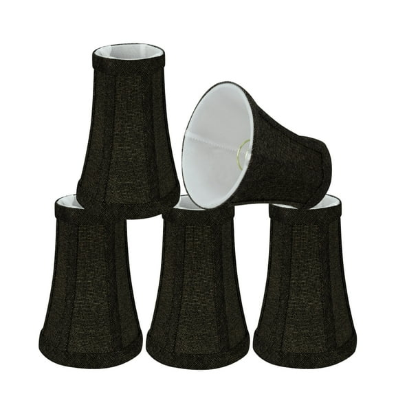 Aspen Creative 30248-5 Small Bell Shape Chandelier Clip-On Lamp Shade Set (5 Pack), Transitional Design in Two-Tone Black, 4" bottom width (2-1/2"x 4" x 5" )