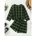 thumbnail image 4 of ZAXARRA Kid Girl Fall 2Pcs Outfit Plaid Print Long Sleeve Round Neck Button Front Tops Skirt Elegant Clothes, 4 of 9