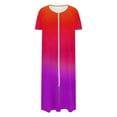 thumbnail image 5 of Tnhcen Women's Long Robe with Pockets Zip Up Bathrobe Loungewear Sleepwear Polyester Spandex Milk Silk Double Sided Fleece Ombre Color Long Nightgown S-2XL Purple, 5 of 7