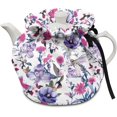 thumbnail image 1 of Purple Floral Tea Pot Cosy Cotton Breakfast Tea Pot Dust Cover with Elastic Band Drawstring Kettle Covers Home Family Decorative Accessories, 1 of 6