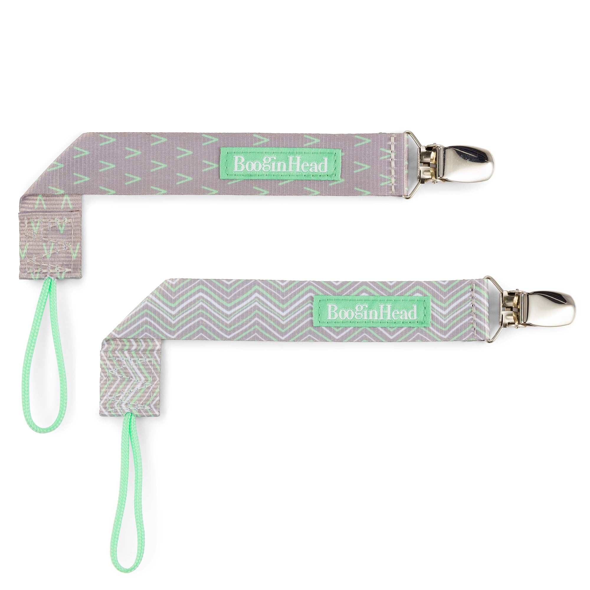 BooginHead Universal Pacifier Clips, Infant Toddler Boys and Girls, Pink Arrows Chevron Mint