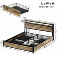 LIKIMIO Rustic Full Size Bed Frame with Storage, Charging Station, and Metal Supports