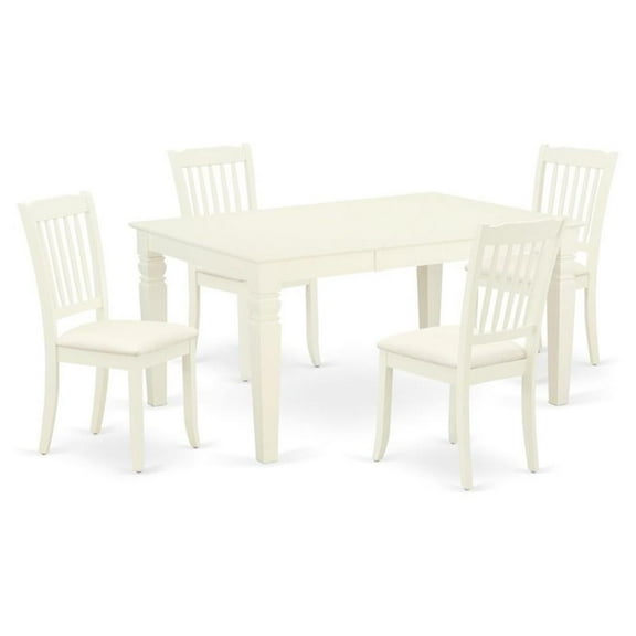 Pemberly Row 5-piece Wood Dining Set with Fabric Seat in White