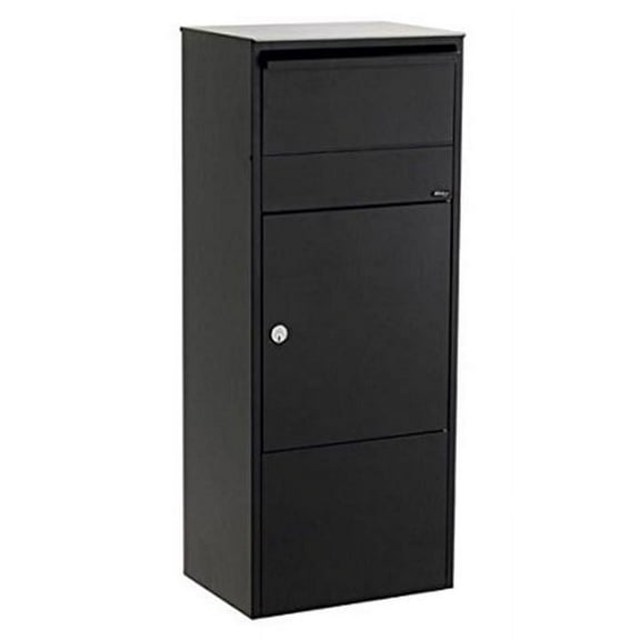 Allux 800 Galvanized Steel Locking Mail Parcel Box, Black