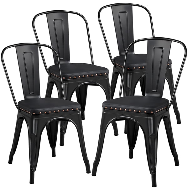 Yaheetech set of 4 Metal Dining Chairs Industrial Style Stackable