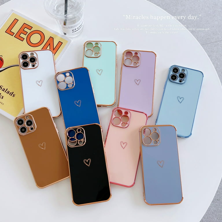 Designed For Iphone 13 Pro Max Case For Women,luxury Love Heart Plating  Phone Case With Camera Protection,soft Tpu Bumper With Small Love  Pattern,airb