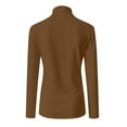 thumbnail image 4 of Women's Mock Turtle Neck Slim Fit Long Sleeve Shirts Fall Fashion Tight Tops Basic Tee Winter Undershirt Brown S, 4 of 5