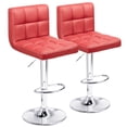 thumbnail image 1 of Homall Tabourets de Bar Lot de 2 en Cuir PU Moderne Hydraulique pour Comptoir de Cuisine Lot Carré Hauteur Réglable Pivotant avec Dossier, Rouge, 1 of 7