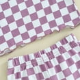 thumbnail image 6 of Bagilaanoe 2pcs Toddler Baby Girl Pants Set Checkerboard Short Sleeve T-Shirts Tops + Flare Trousers 12M 18M 24M 3T 4T 5T Kids Summer Casual Clothes, 6 of 7
