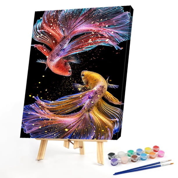 Cuadros Decorativos Pescado 40x50cm pintura al óleo por números cuadro pintura DIY (M678) Tmvgtek embutido en tela