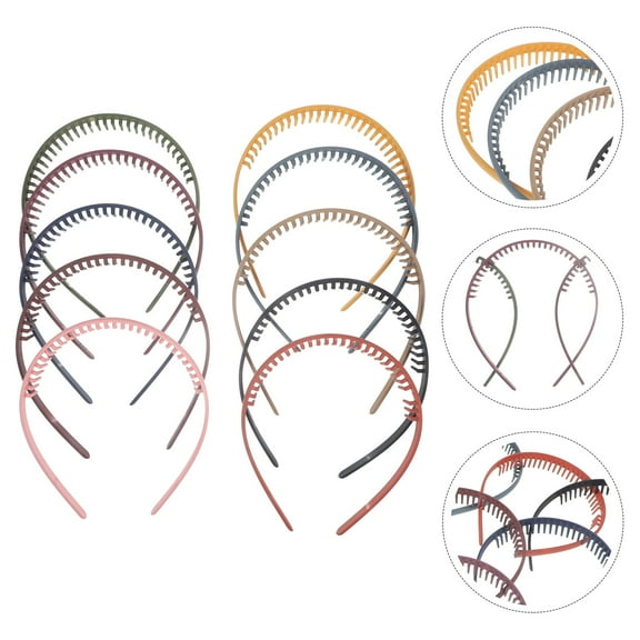 WHAMVOX 10 Assorted Color Plastic Headbands Non-slip with Teeth for Decoration and Everyday Use