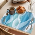thumbnail image 3 of Blue Ombre Placemats Set of 4 Modern Moire Abstract Art Aesthetics Place Mats Indoor Wipeable Table Mats Washable Cloth Dining Table Placemats for Kitchen Holiday Party Home Decor 13x19 Inch, 3 of 9
