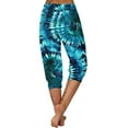 thumbnail image 6 of Casual Capri Pants Women Summer Athletic Tie Dye Print Elastic Waist Sweatpants with Pocket Joggers Fashion Bottoms, Blue, XL, 6 of 7