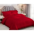 thumbnail image 2 of DNG Creations 1 Piece Vintage Ruffle Pattern Comforter Set Premium Ultra Soft 550 GSM All Season ( Full/Queen Size ) 100% Egyptian Cotton Solid Red Colour, 2 of 8