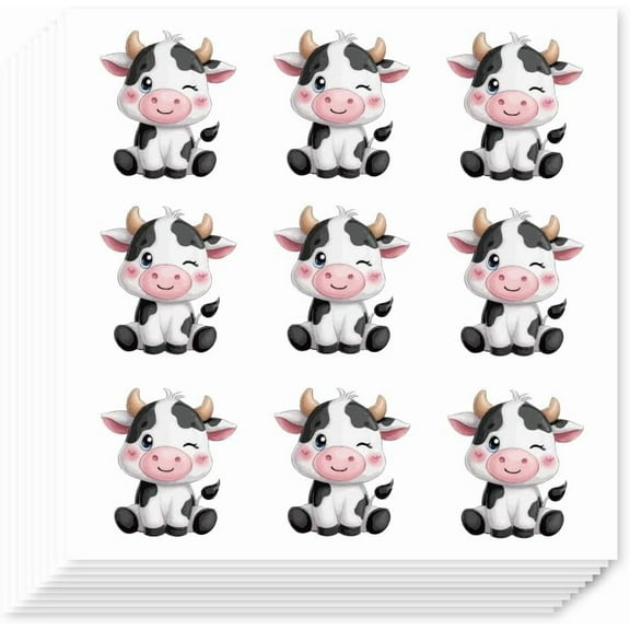 180 Pieces Self-Adhesive Cow Labels Stickers 1 Inch Cartoon Animal Stickers for DIY Making