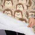 thumbnail image 3 of Oversized Wearable Blanket Hoodie,Cute Hedgehog Pattern Sherpa Blanket Hoodie with Super Pockets,Super Warm Fuzzy Pullover for Women & Men, 3 of 6