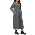 thumbnail image 3 of Gomelly Women Sweatshirts Dresses Solid Color Maxi Dress Loose Ladies A Line Work Crew Neck Light Gray L, 3 of 6