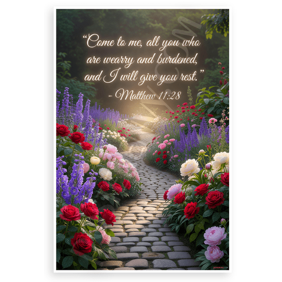 Matthew 11:28 'Come to Me All Who Are Weary' Inspirational 12x18 US Made Poster