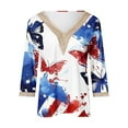 thumbnail image 5 of Xdegoge 4th of July Shirts Women 3/4 Sleeve Tops Patriotic American Flag Shirt Star Graphic Striped Blouse Usa T Shirt Independence Day Womens Summer Tops Xl Today, 5 of 5