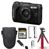 Olympus OM SYSTEM Tough TG-7 Digital Camera (Black) Spider Tripod Case - 64GB Kit (International Version)