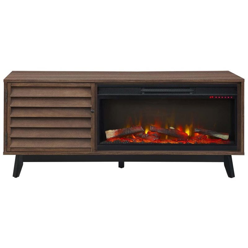 Beaumont Lane Mid Century Modern Electric Fireplace Heater 60 Tv Stand Console In Walnut