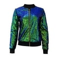 thumbnail image 4 of Womens Jackets Sequin Baseball Jacket Long Sleeve Front Zip Bomber Blazer Glitter 2025 Trendy Outfits, 4 of 6