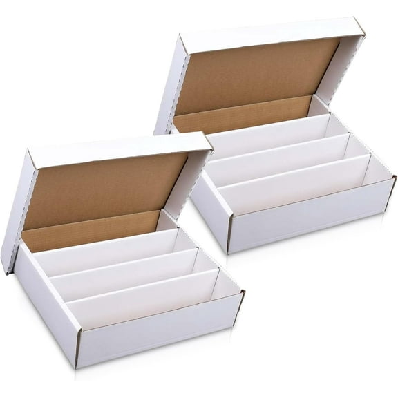 Premium 3200 Count Storage Box 4 Row Monster - 200 Pound Test Strength - Trading Card Cardboard Box For Football, Basketball, Baseball & Gaming Cards - 2 Boxes - MADE IN THE USA
