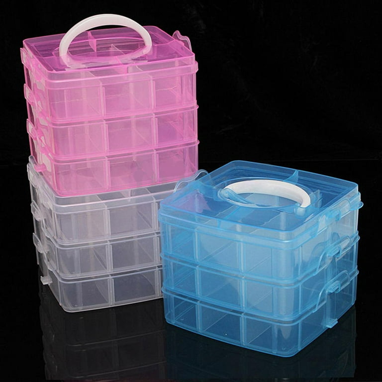 3 Layers 18 Compartments Clear Storage Box Container Jewelry Bead Organizer  Case Plastic Jewelry Bead Organizer Case