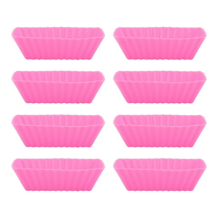 

NUOLUX 8 Pcs Random Silicone Cupcake Moulds Square Muffin Moulds Cupcake Cups Non-Stick Heat Resistant Baking Molds for Home Cafe Random Color